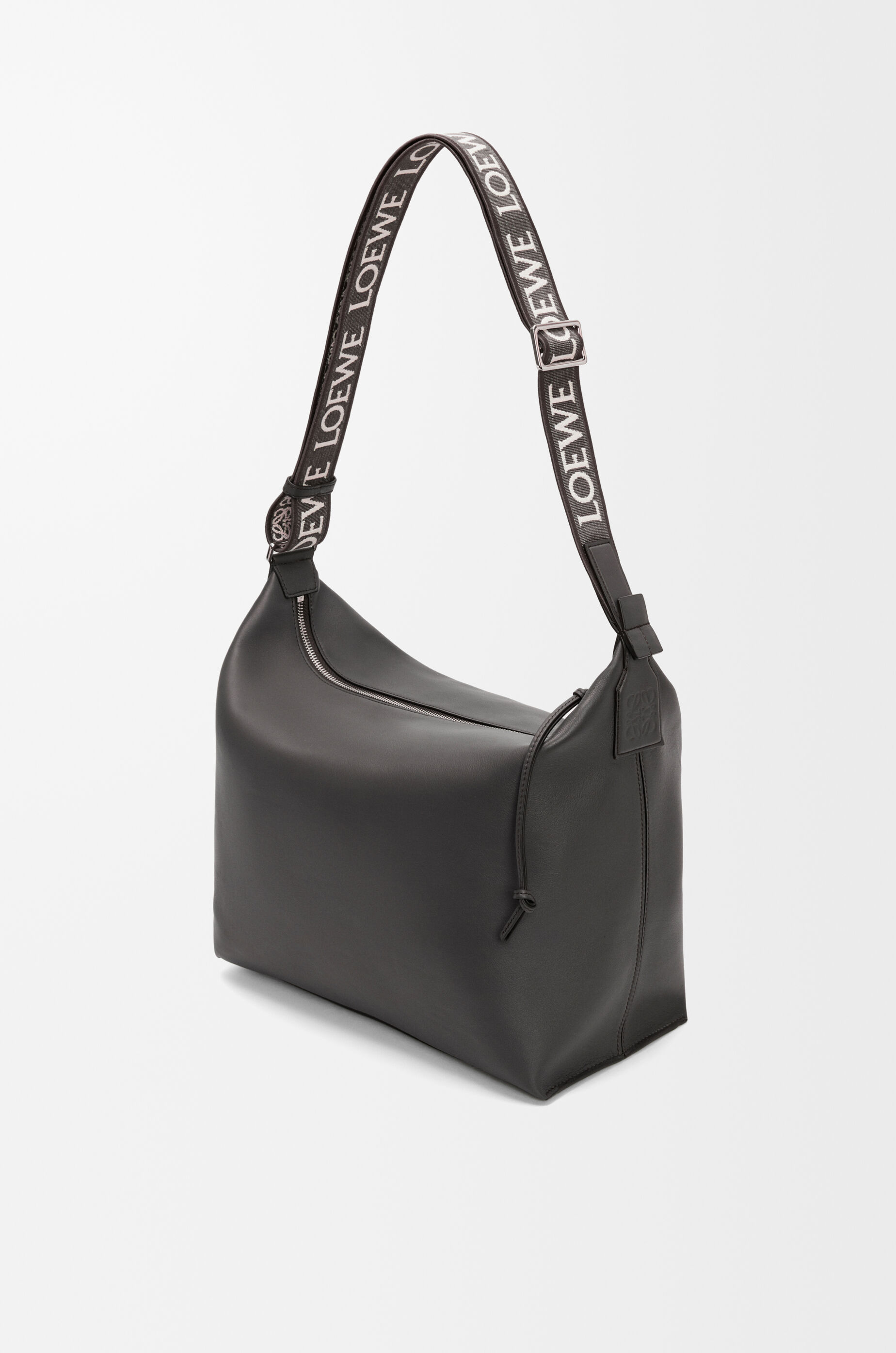 Cubi crossbody bag in supple smooth calfskin and jacquard Grey