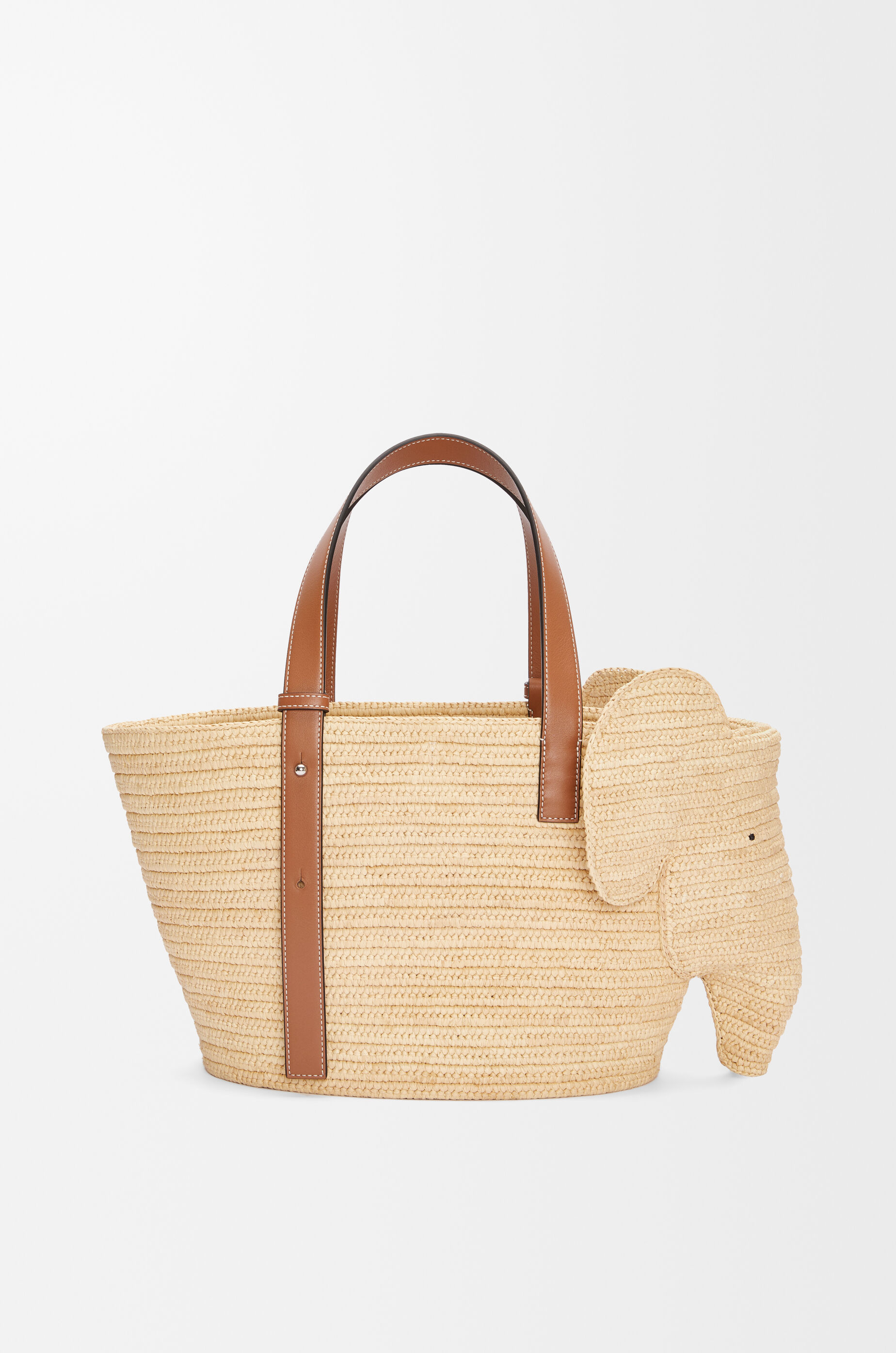 エレファント バスケットバッグ（ラフィア&カーフ） ベージュ - LOEWE