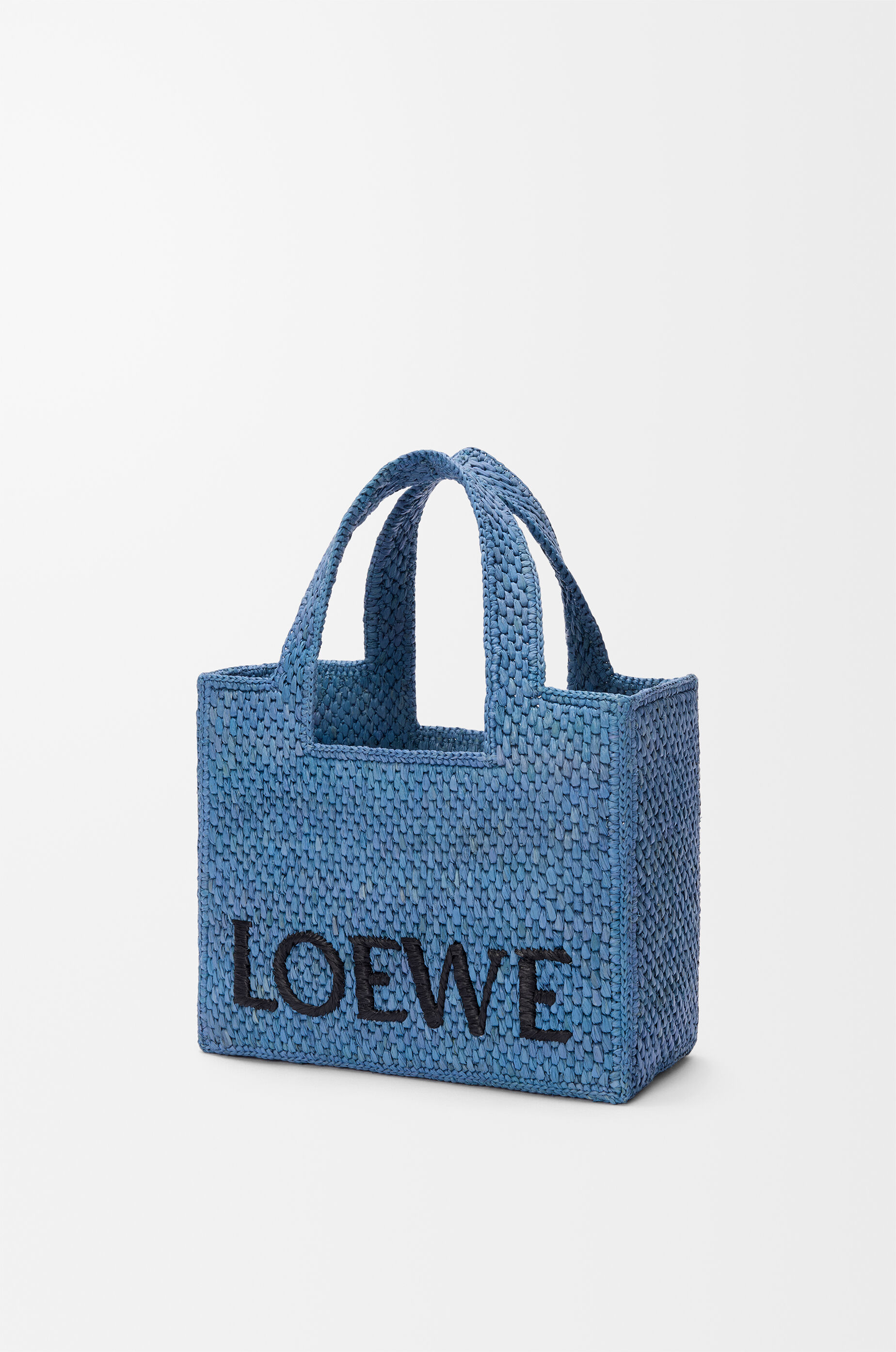 Small LOEWE Font tote in raffia Blue - LOEWE USA Official Website