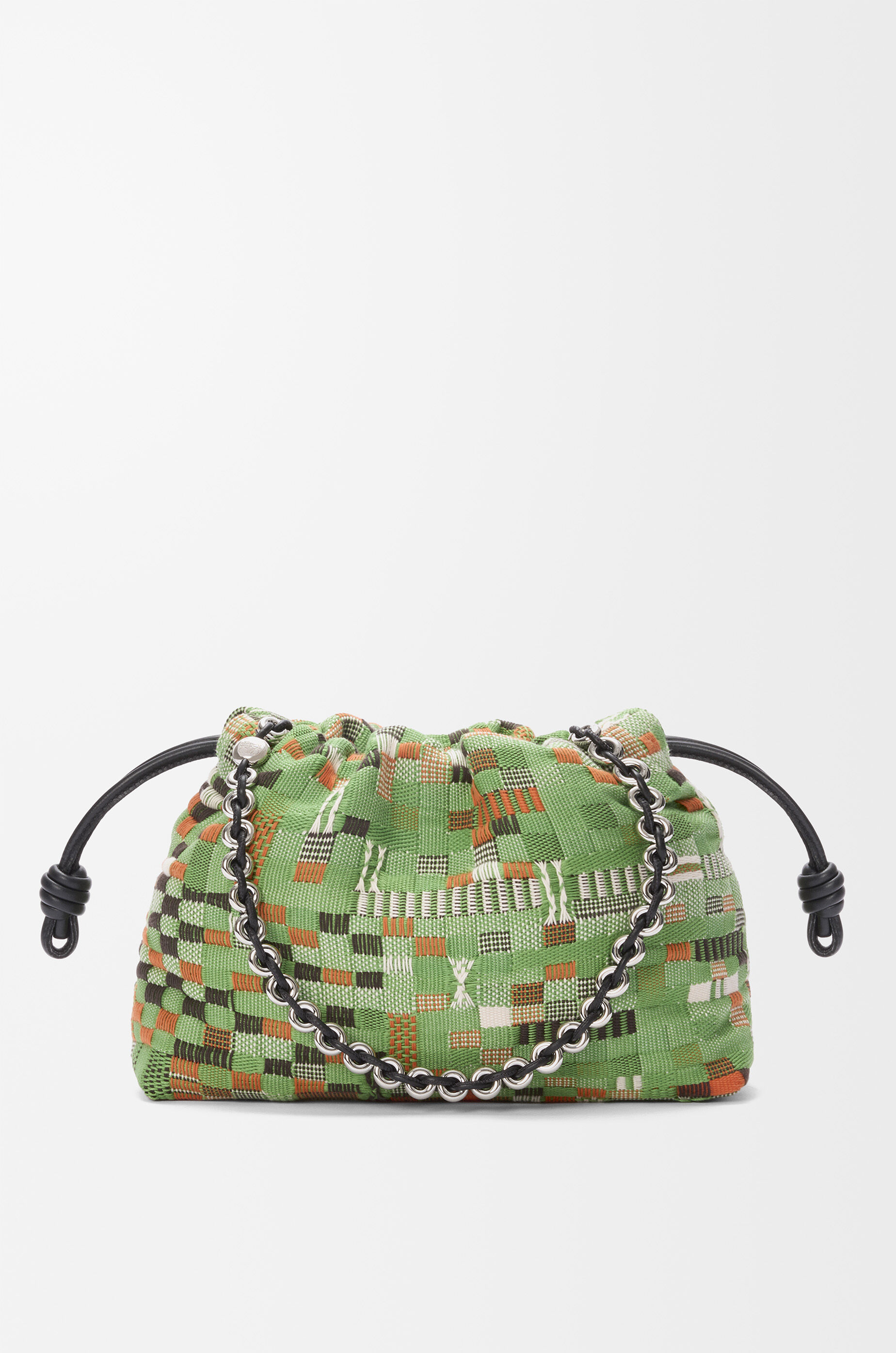 Medium Flamenco purse in embroidered textile Green - LOEWE USA