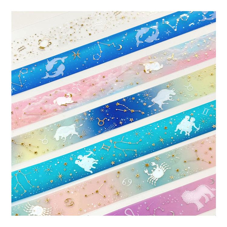 透明マスキングテープ 12星座 20mm幅 金箔 水瓶座(水瓶座(金箔