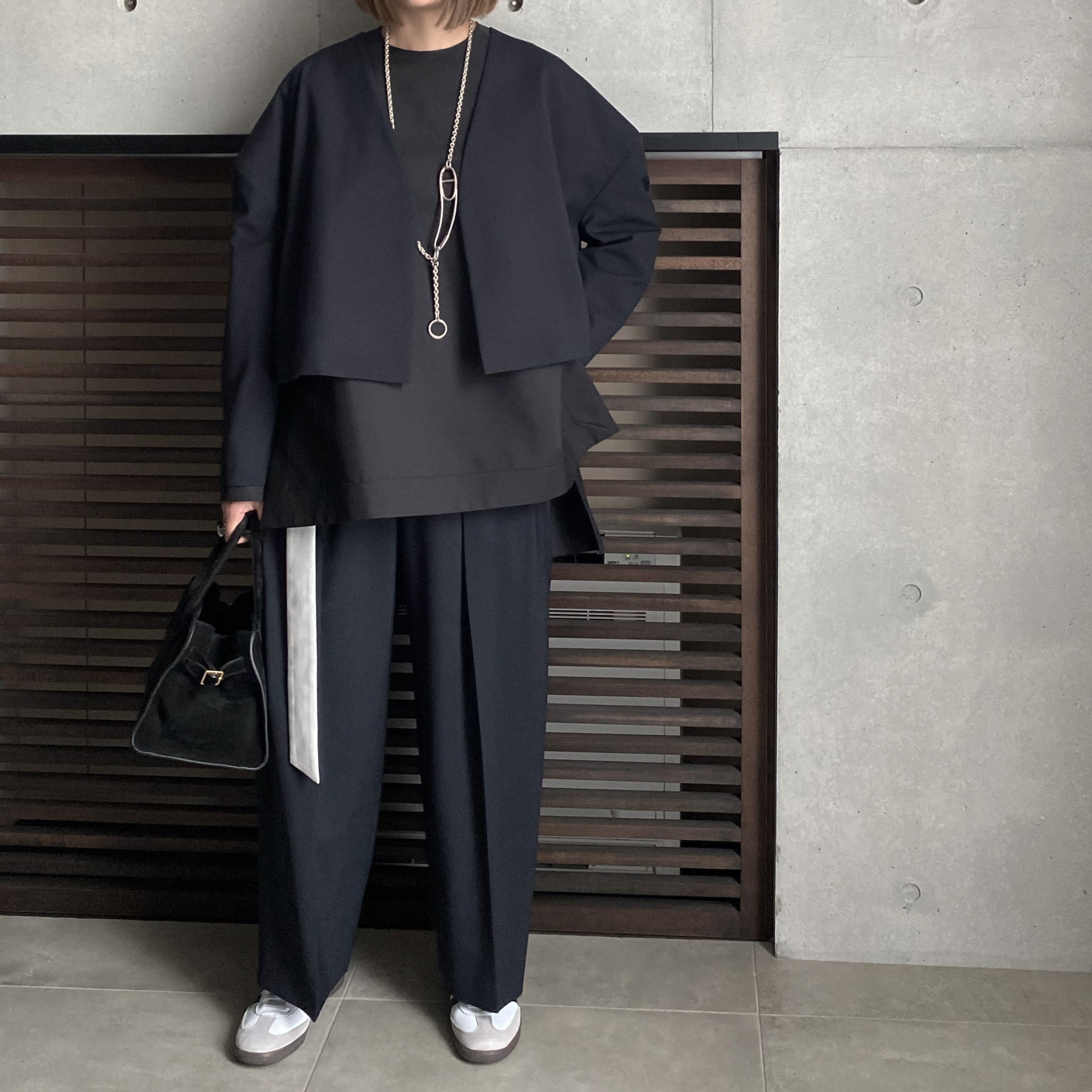 ローヘン lohen ハイカウントダブルクロスノーカラーブラウス