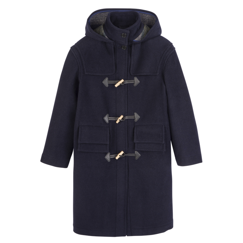 ダッフルコート ネイビー - ダブルフェイスウール生地 S | ロンシャン JP