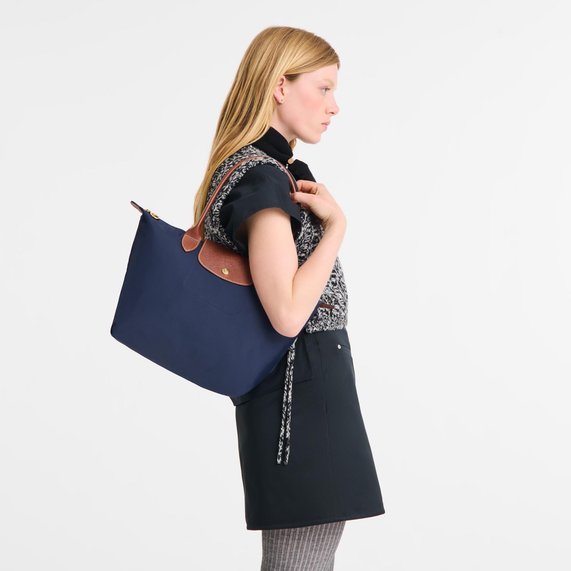 Le Pliage Original M Tote bag Navy - Recycled canvas | Longchamp US