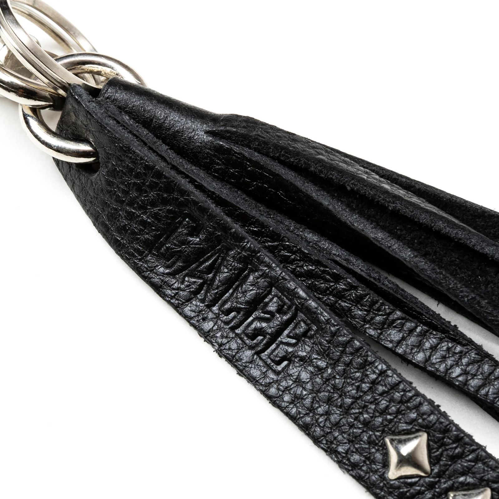 CALEE - STUDS & TASSEL LEATHER LONG KEY RING (BLACK) / スタッズ