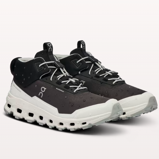 On Big Kid's Cloudhero Mid Waterproof Black/White | Laurie's Shoes