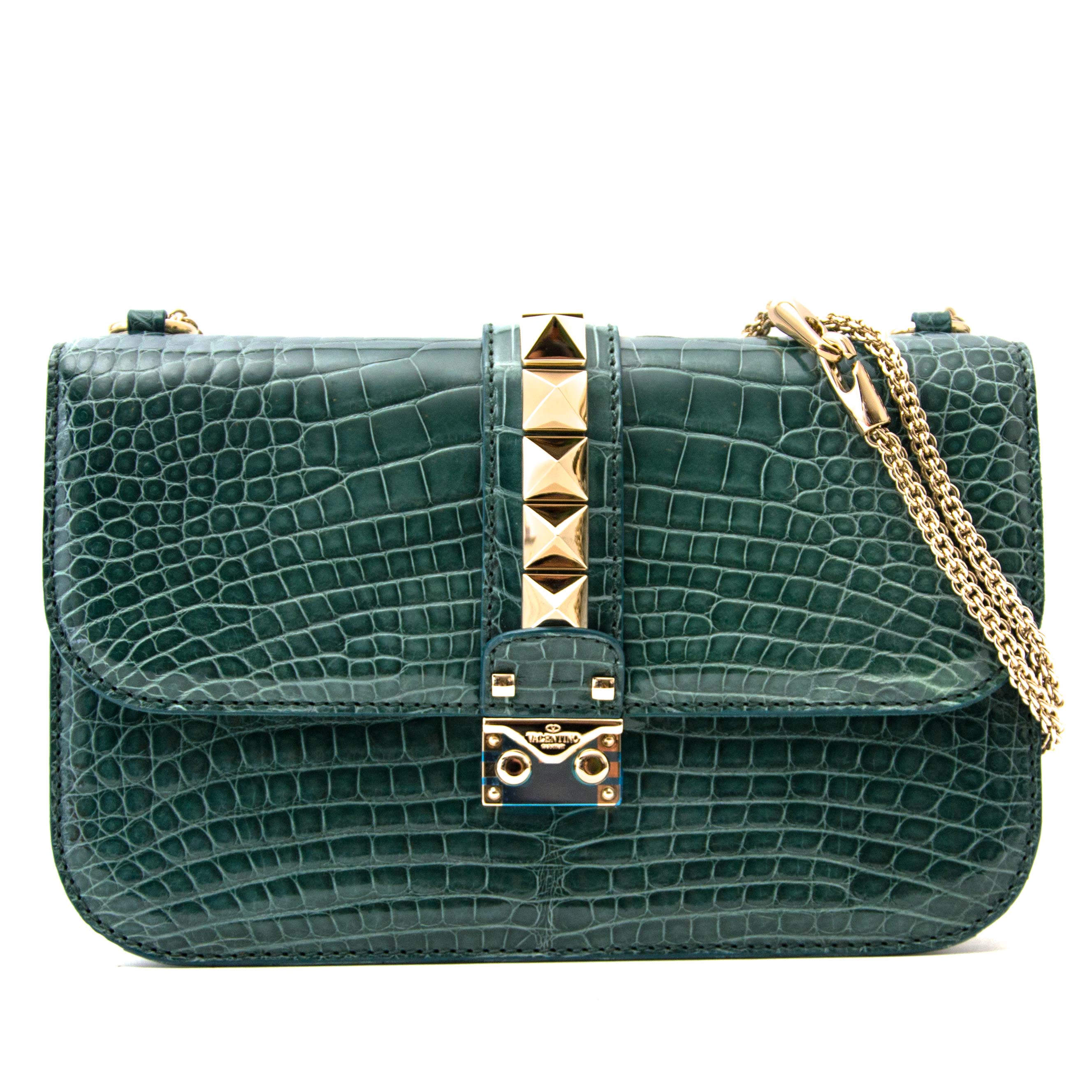 Valentino Rock lock Medium Alligator Crossbody Bag ○ Labellov