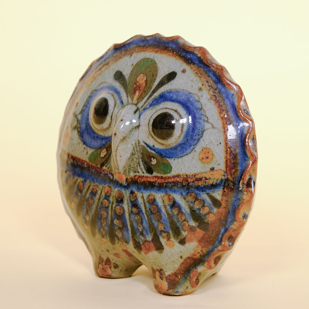 フクロウの置物（トナラ焼）- LABRAVA [メキシコ 民芸 フォークアート