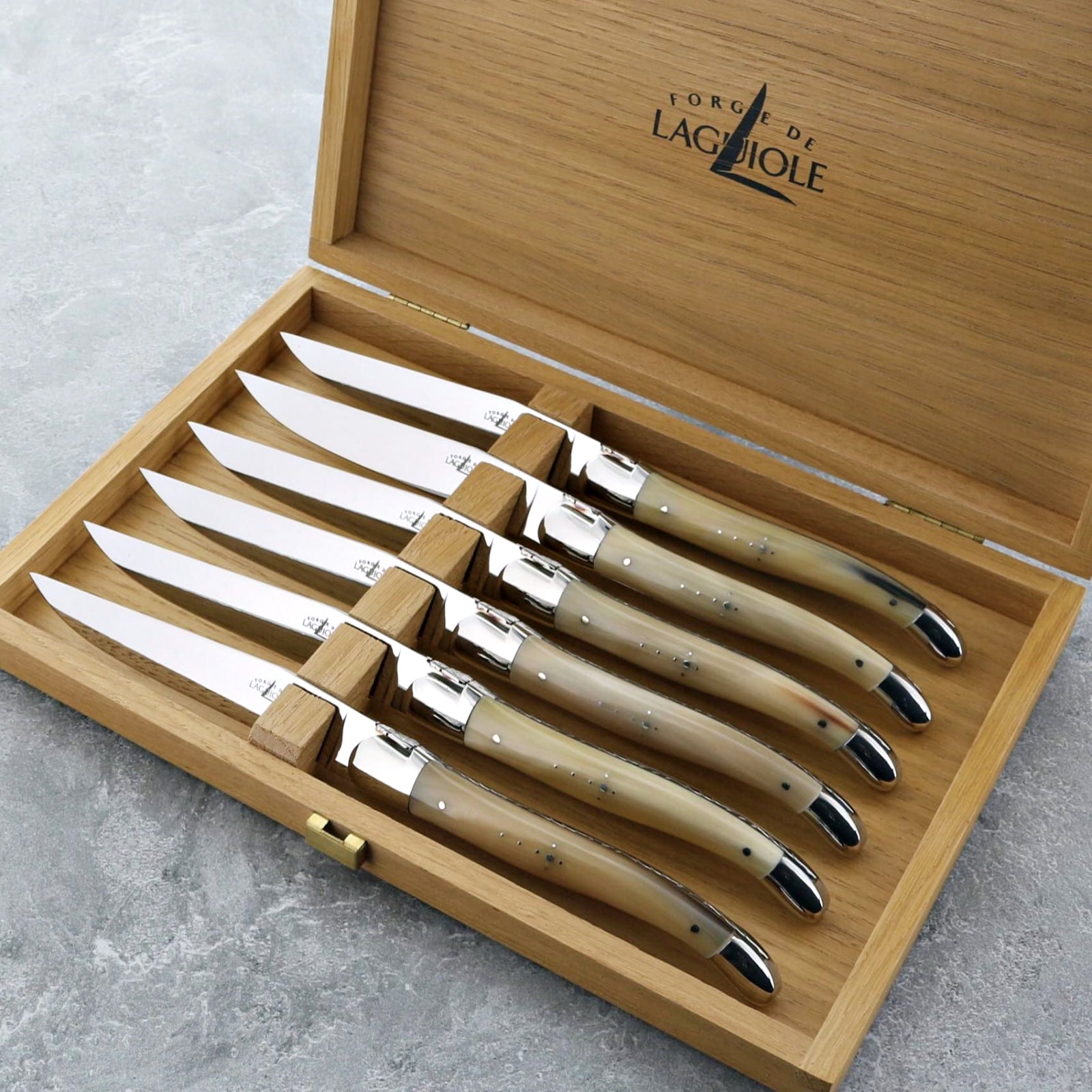 Forge de Laguiole Horn Tip Handle Steak Knives - Set of 6
