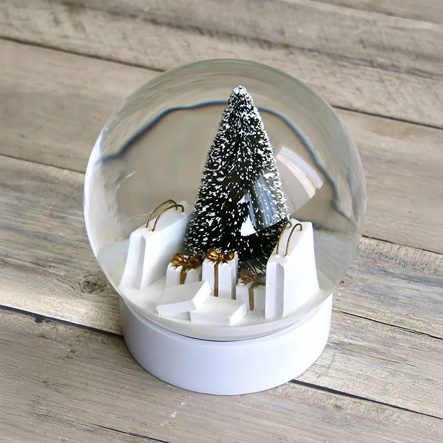 HM 】ツリー＆ギフト スノードーム ZODAX LA H16cm シンプルでおしゃれ