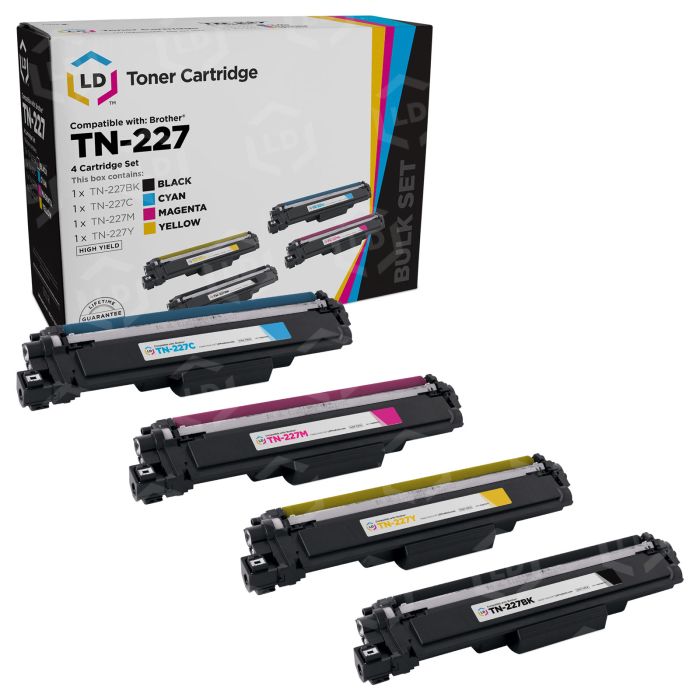 4-Pack Brother TN227 High Yield Toners CMYK | Super Saver Set - LD