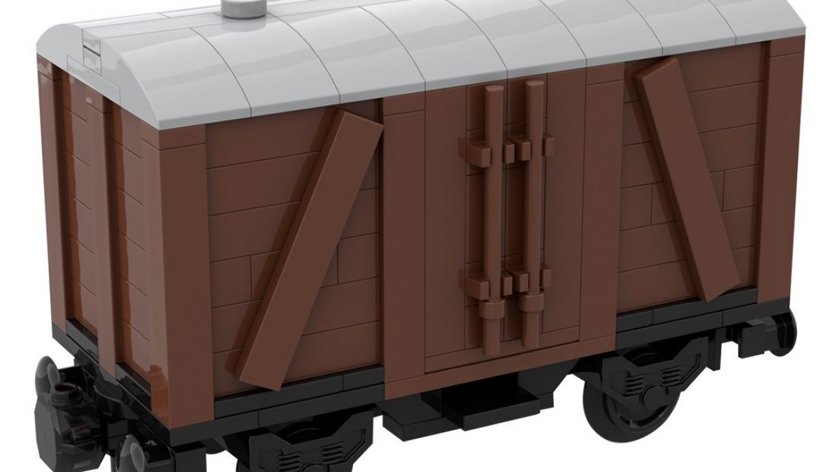 MOC-78696 7 Stud Wide Old Style Box Car 2 Axis Train | Letbricks