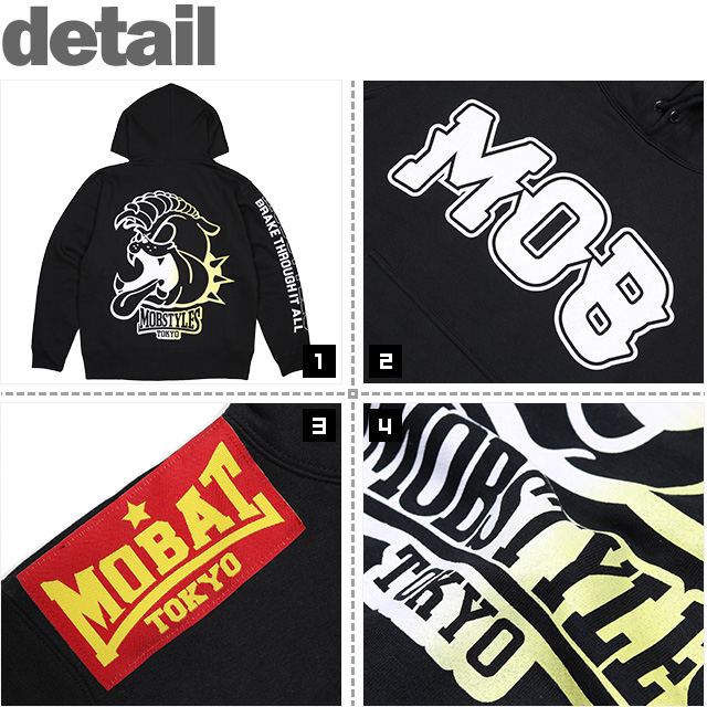 モブスタイルス) MOBSTYLES MOB PULL パーカー (HOODED)(COLOR:BK
