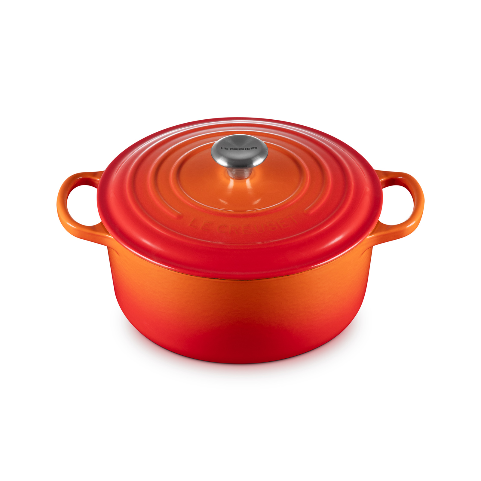 シグニチャー ココット・ロンド 22cm オレンジ (ブラックマット