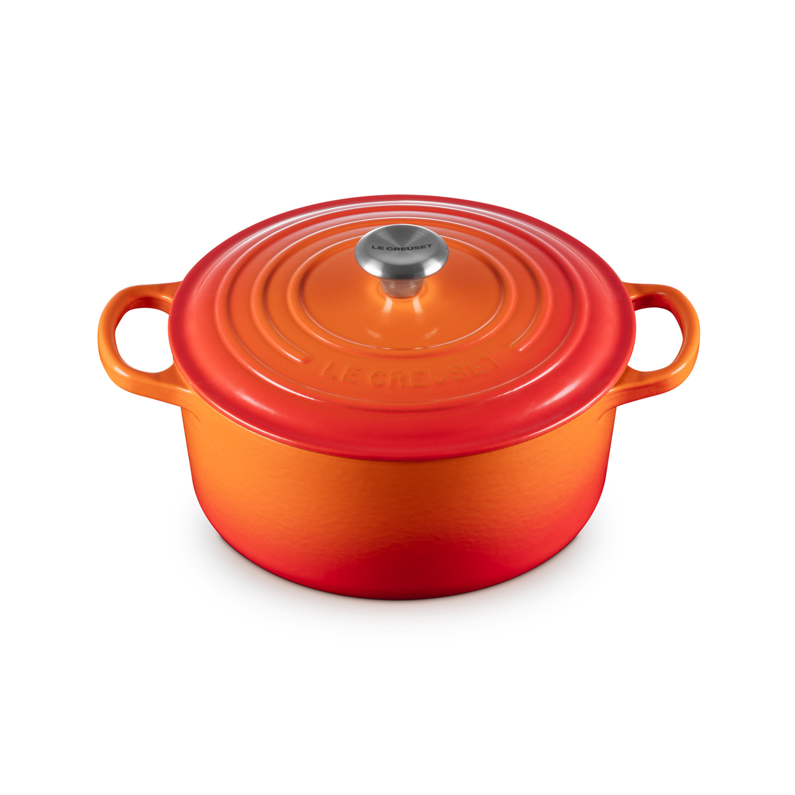 シグニチャー ココット・ロンド 22cm オレンジ (シルバーツマミ