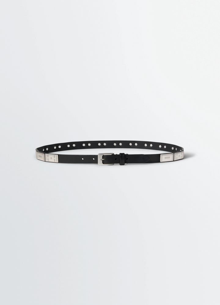 ALMOND STUD BELT 20 MM IN LEATHER - Dark Brown - Vegetable Leather