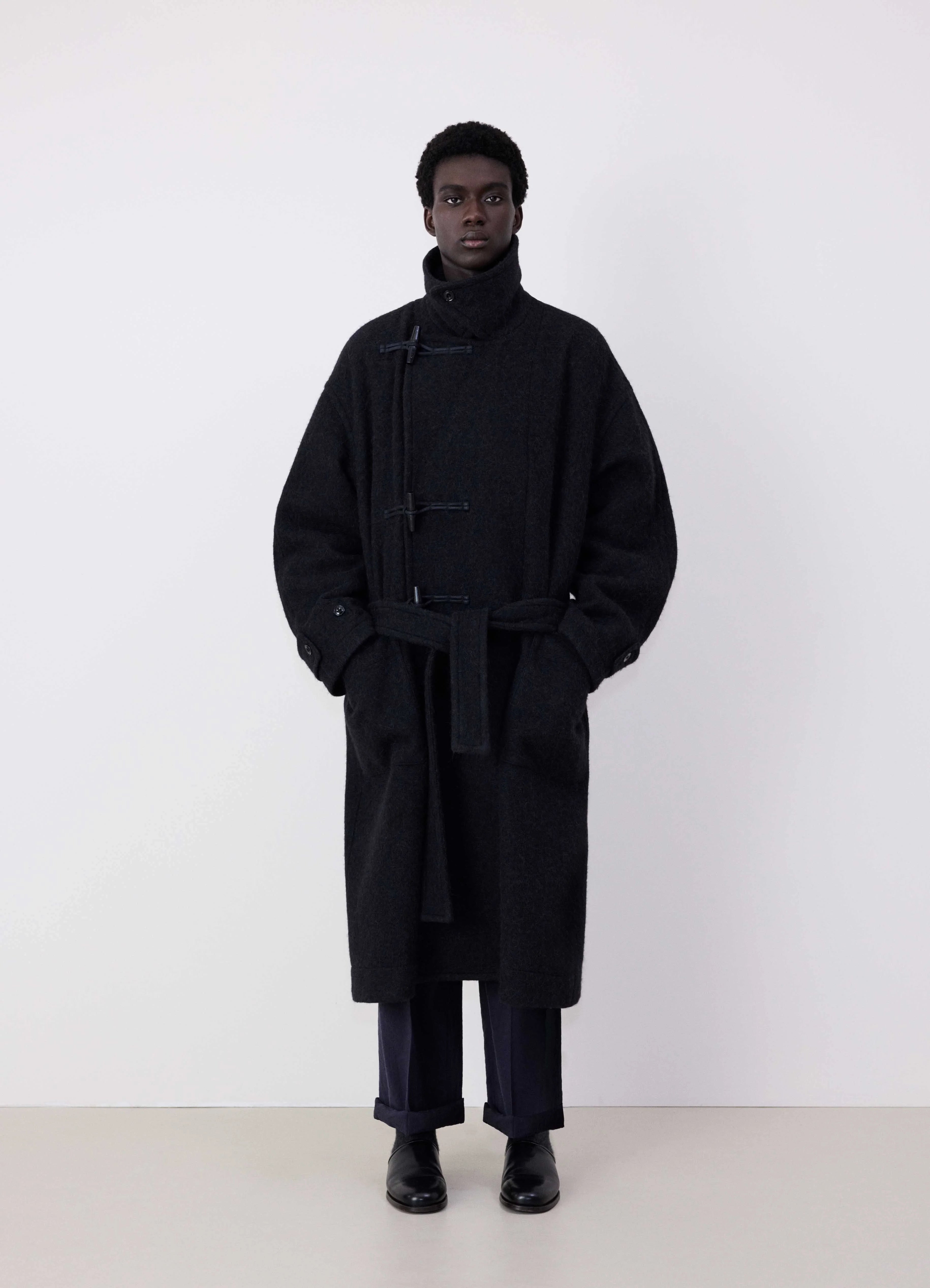 DUFFLE COAT IN WOOL ALPACA - Black - Soft Wool Alpaca - Men | LEMAIRE