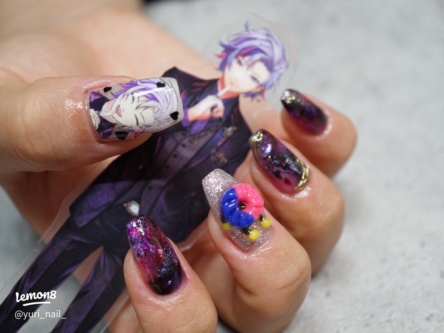 不破湊と黛灰のにじさんじ概念ネイルデザイン