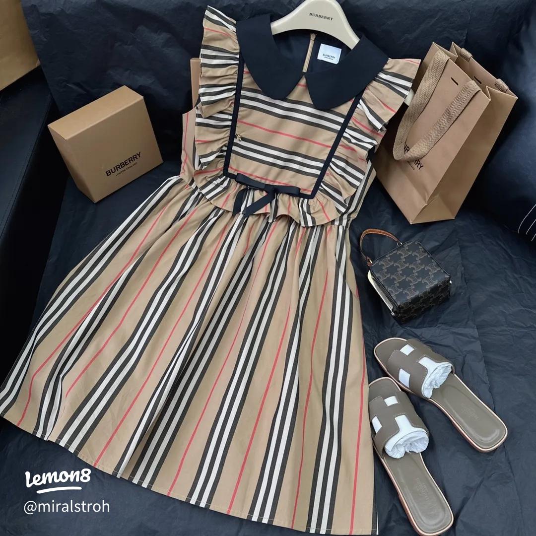 モテワンピ 上品 可愛い バーバリーたチェックノースリワンピ38 【公式