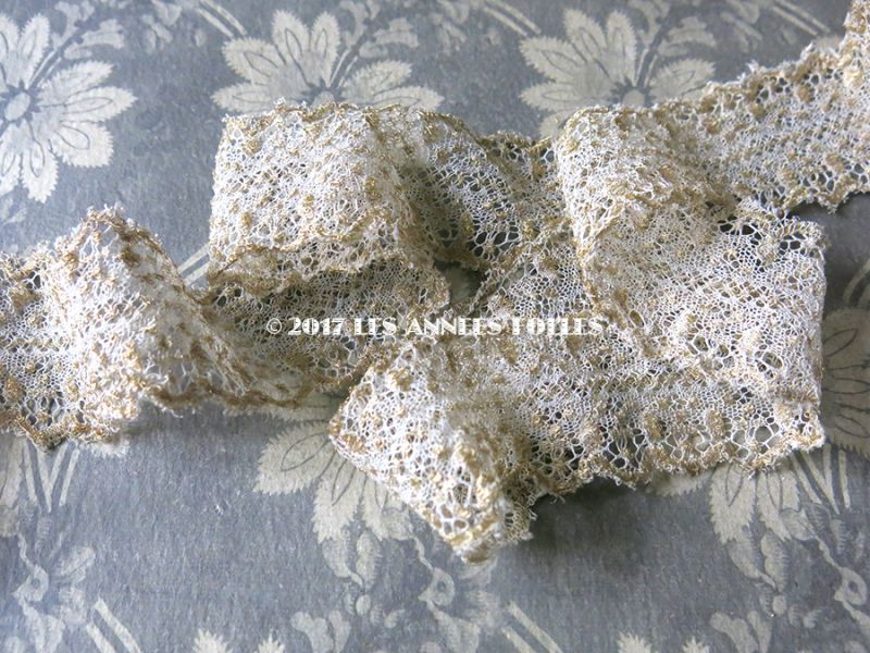 19世紀末 アンティークレース メタルレース シャンパンゴールド : LES