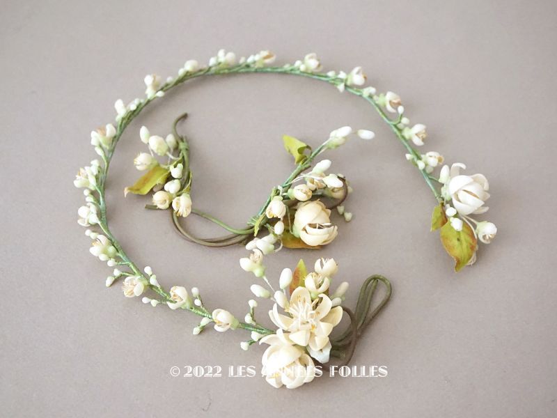 アンティーク ワックスフラワーのティアラ & ブーケのセット