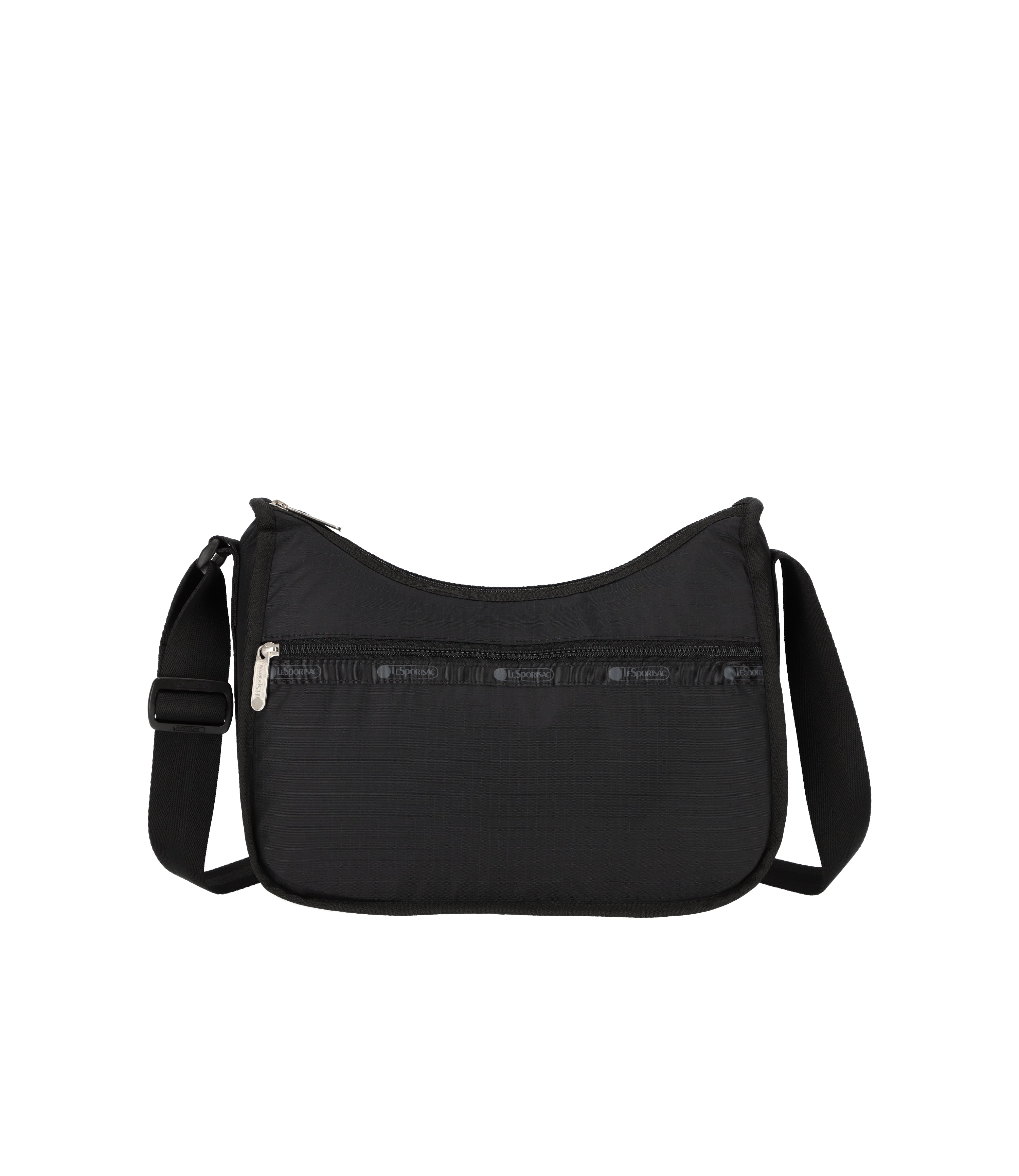 Solid Black Classic Hobo Bag | Nylon Hobo Shoulder & Crossbody Bag