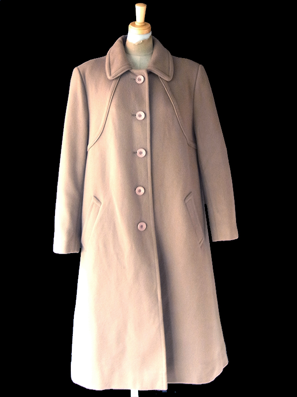 送料無料】60年代フランス製 カーキ色 ヴィンテージ ウール コート