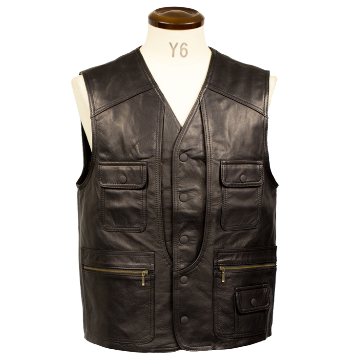 Horn Works 本革 国産水染めミリタリーベスト メンズ ホーンワークス