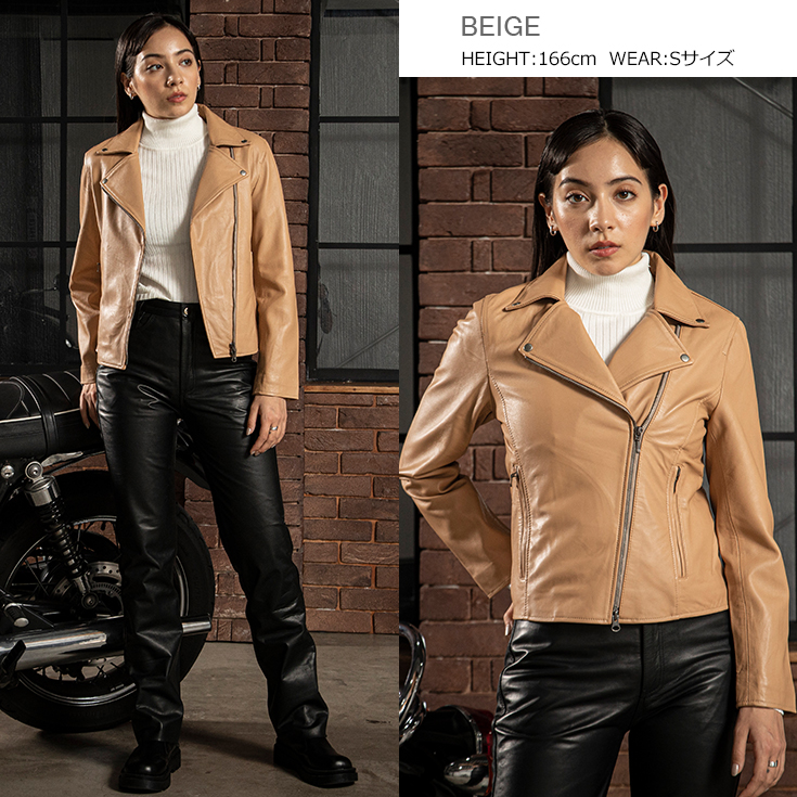 LIUGOO 本革 ダブルライダースジャケット レディース リューグー