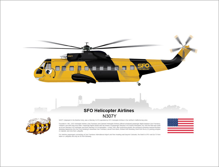SFO Helicopter Airlines Sikorsky S-61 Beeline N307Y - Lian Media