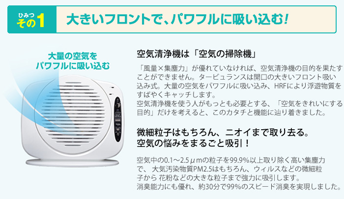高速回転で微粒子はもちろん、においまで取り去る。パワフル空気清浄機。
