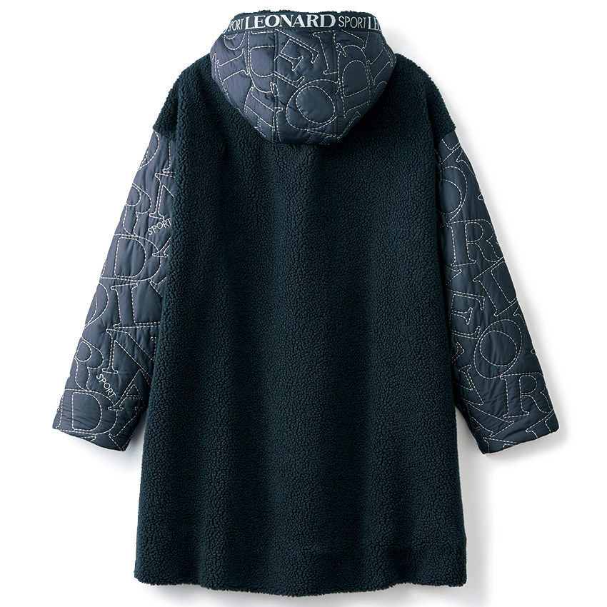 レオナール スポーツ ボア使いロゴキルトデザインコート／当社限定