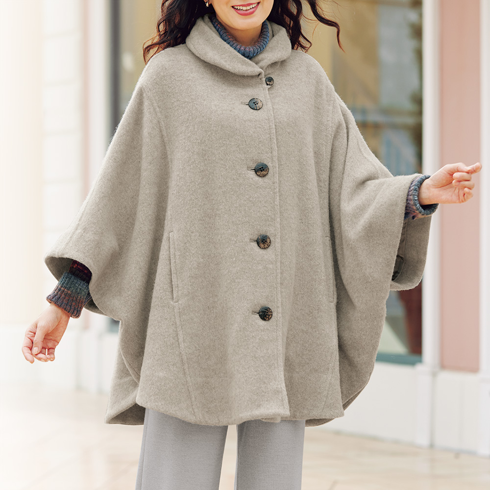 しのぶ ウ－ル混ポンチョ風コート | ライトアップオンラインストア