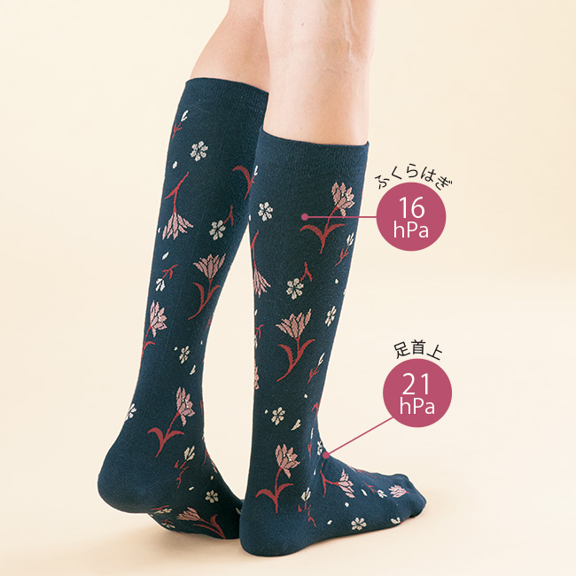 花柄着圧ソックス／4足組 | ライトアップオンラインストア