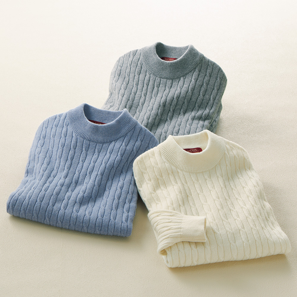 林田 低温染色カシミヤ・モックネックセーター | ライトアップ