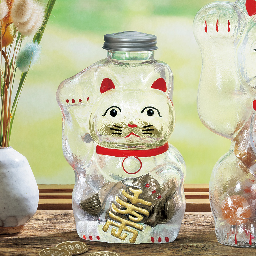 廣田硝子 レトロガラス招き猫／貯金箱 | ライトアップオンラインストア