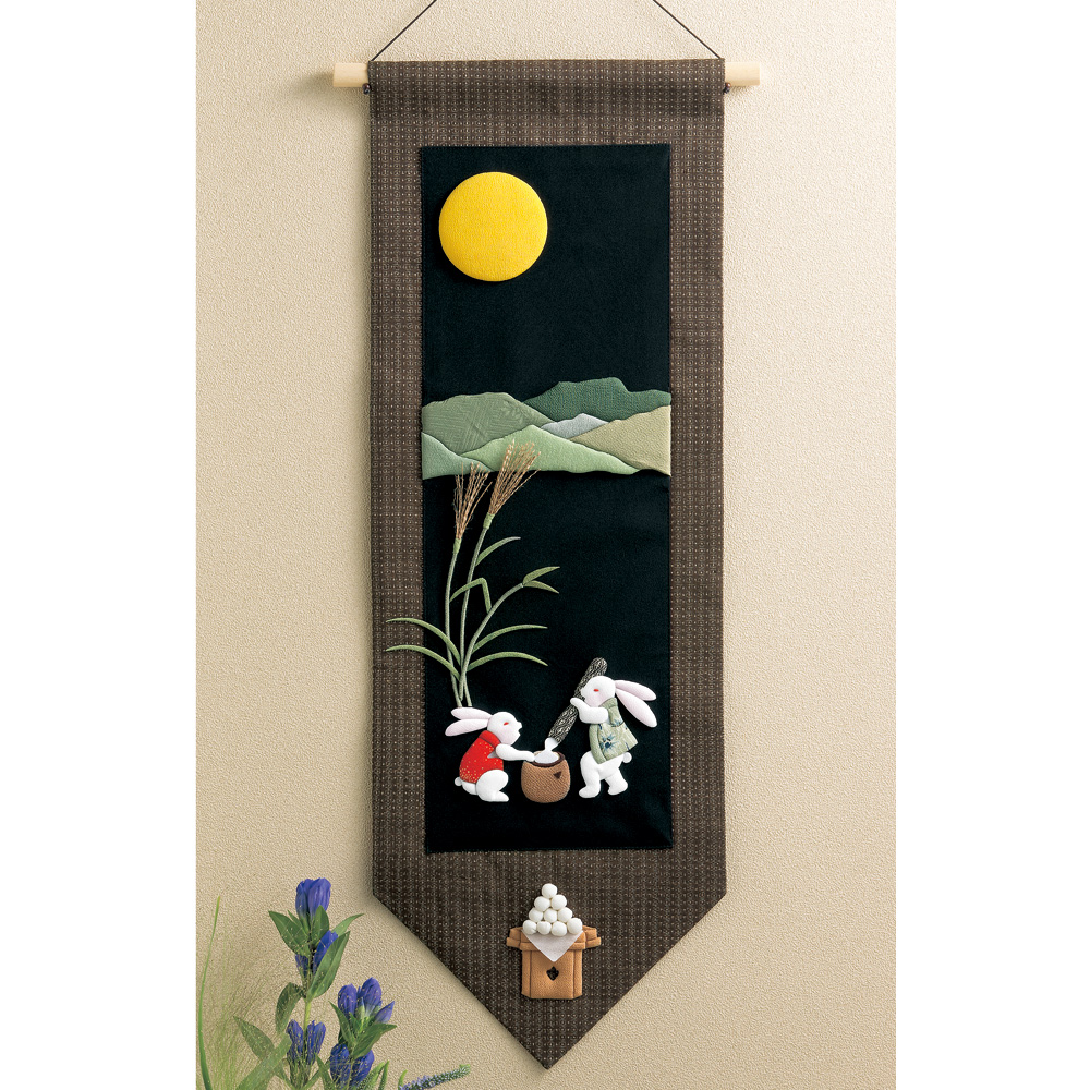 お正月遊び兎 タペストリー 押絵 古布 ハンドメイド お正月遊び兎