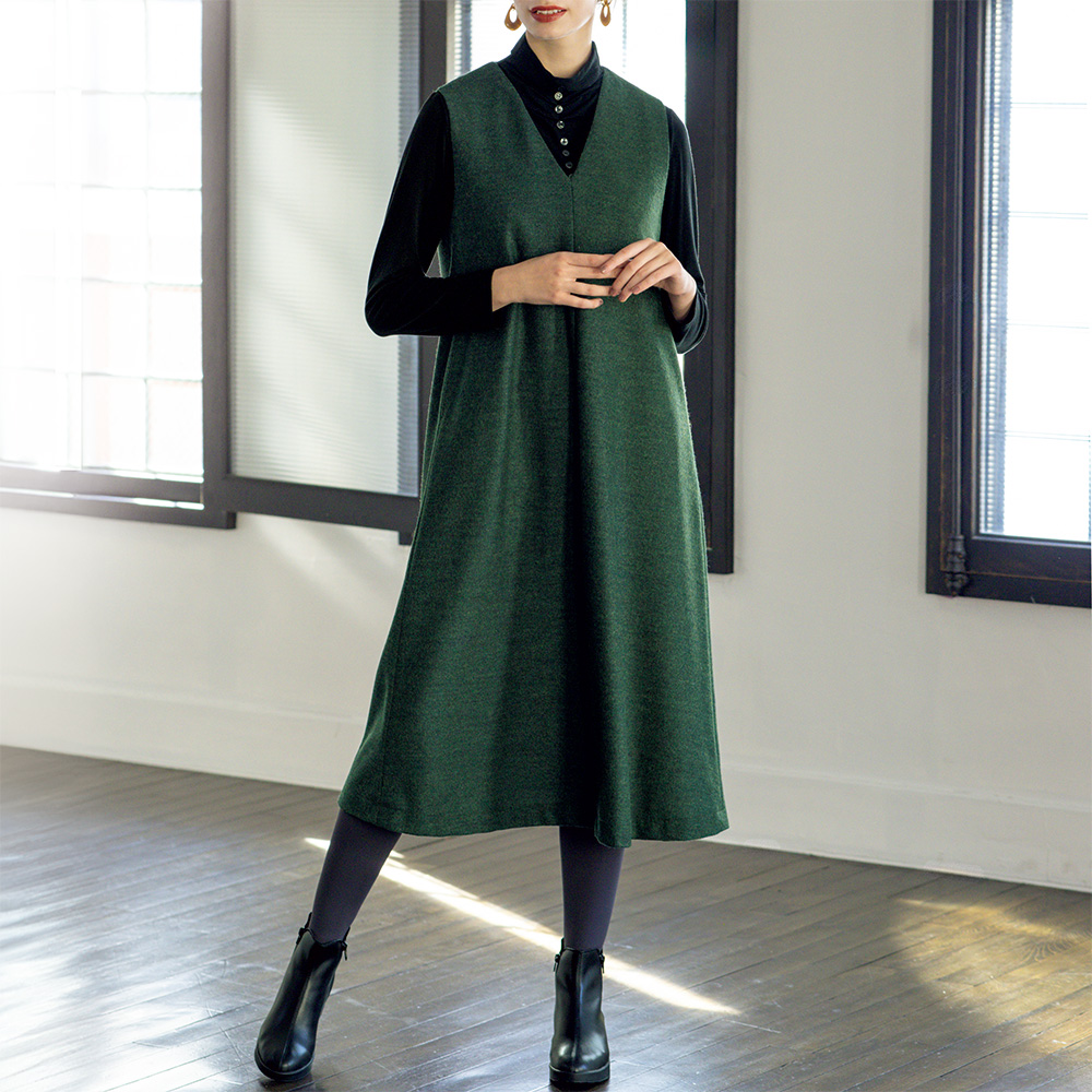 リネアフレスコ ウール混ジャージージャンパースカート | ライトアップ