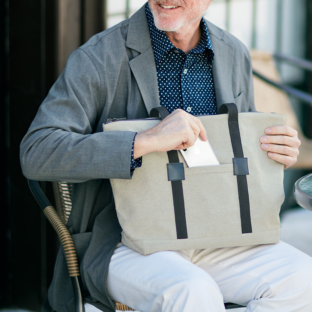 高嶋三宝 8号シャンブレー帆布・大人のトートバッグ | ライトアップ