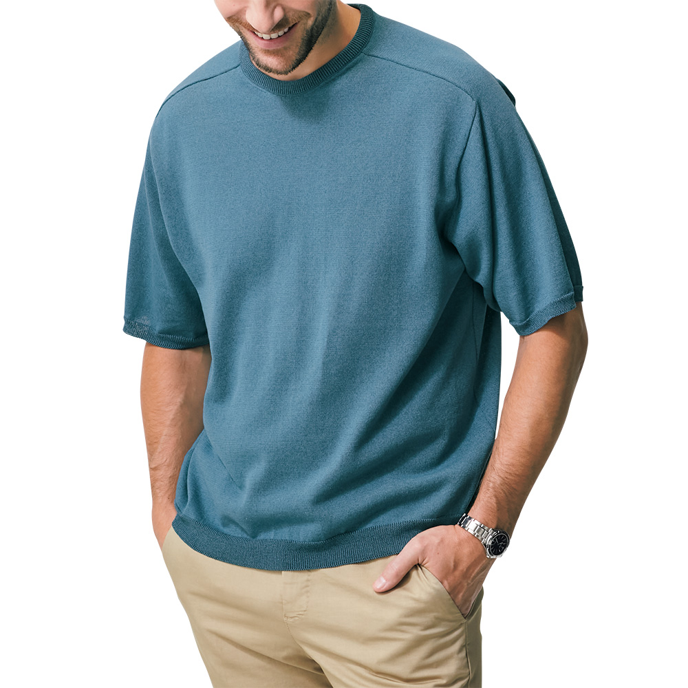 STILL BY HAND 清涼サマーニットTシャツ／五分袖 | ライトアップ