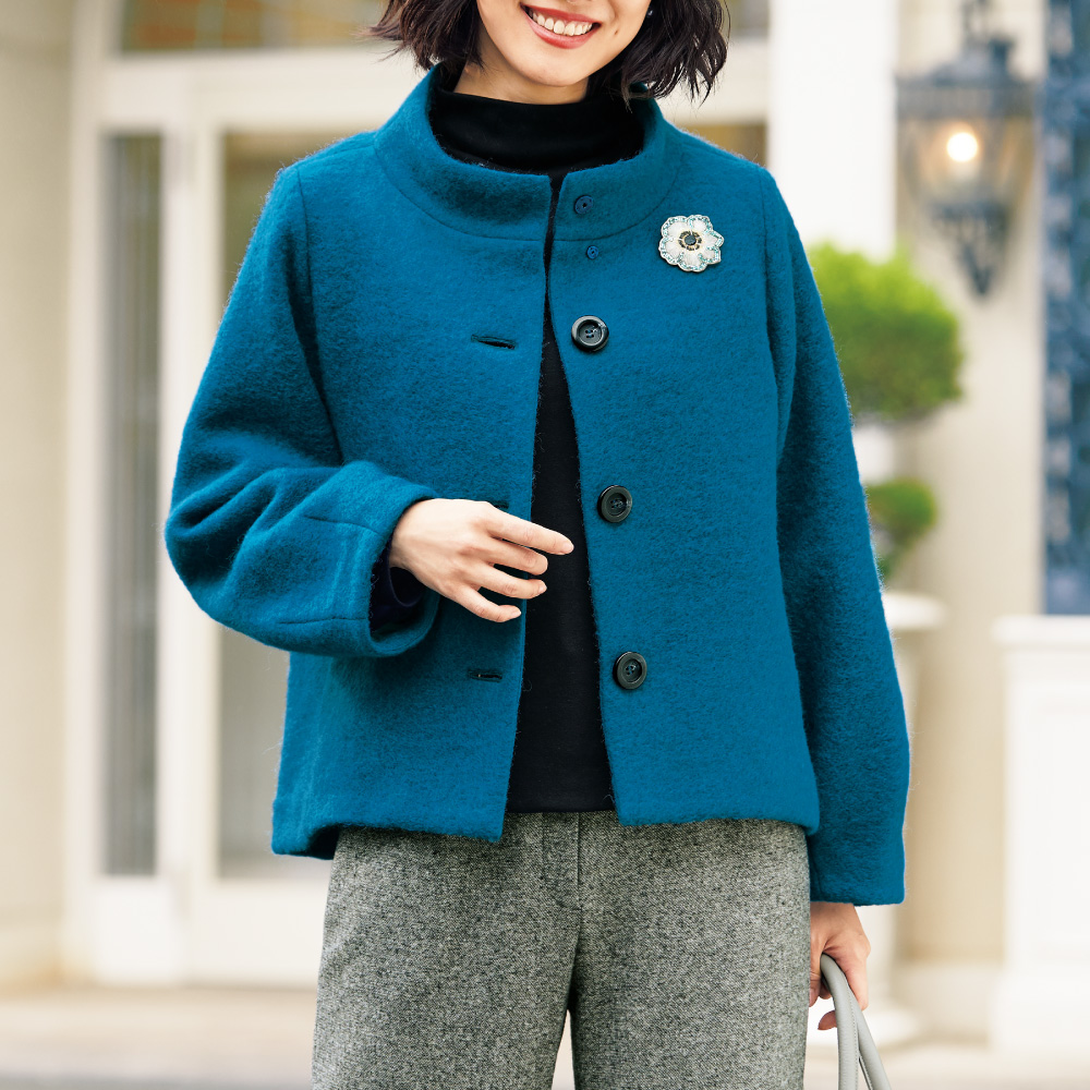 ブティックセリザワ スライバーニットショートコート | ライトアップ