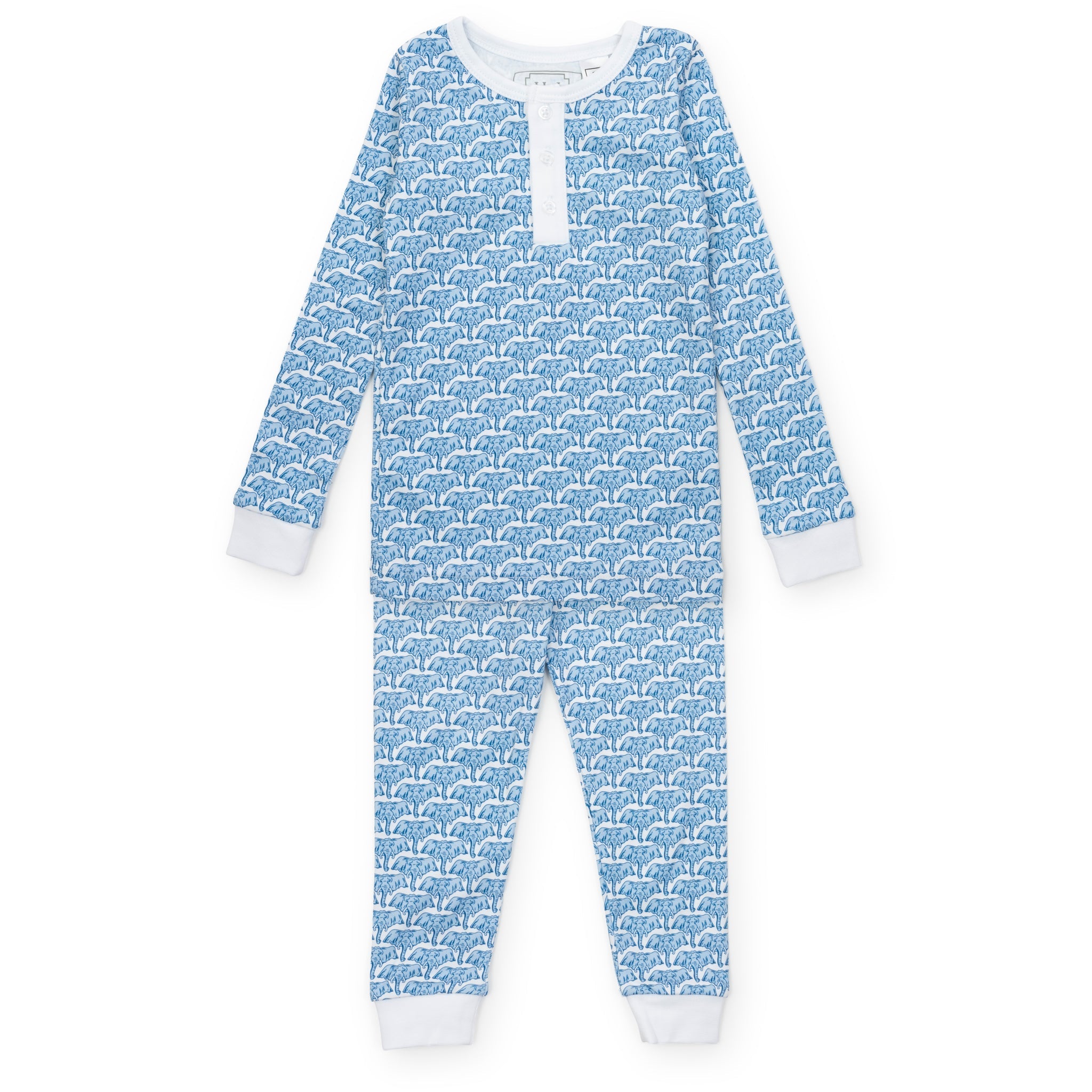 Jack Boys' Pajama Pant Set - African Elephants Blue | Lila & Hayes