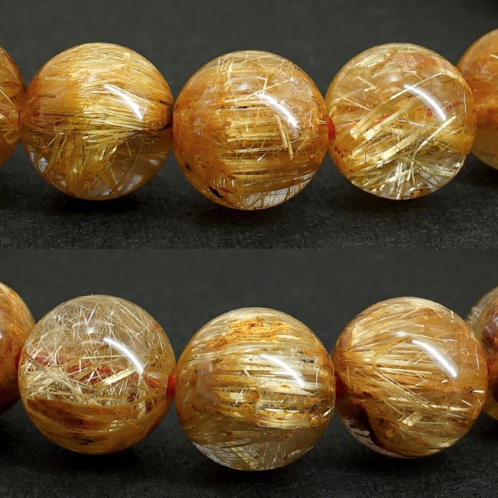 無着色の針 ゴールドルチルブレスレット ルチルクォーツ 9-13