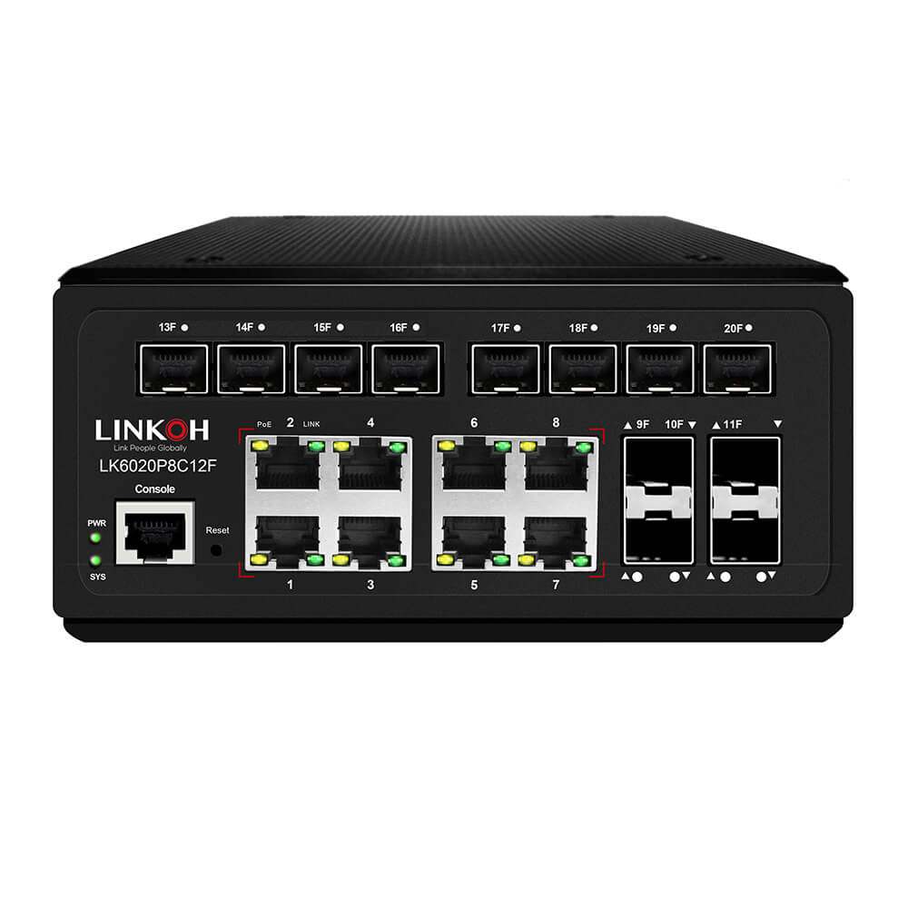 Gigabit Switch PoE 8 Ports Industrial With 12-Port Gigabit SFP