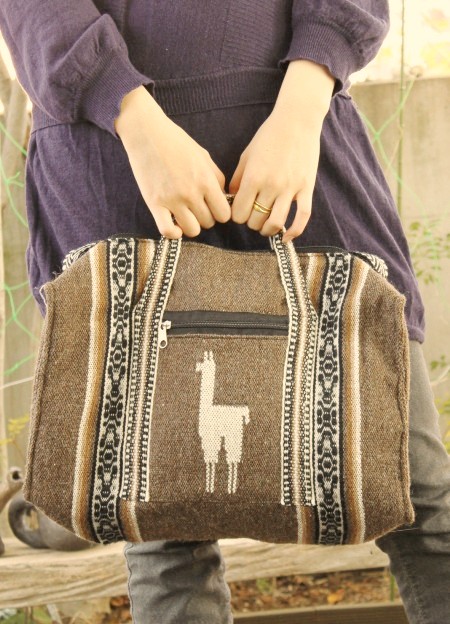 ペルー・民族柄・リャマの模様の2wayバッグ