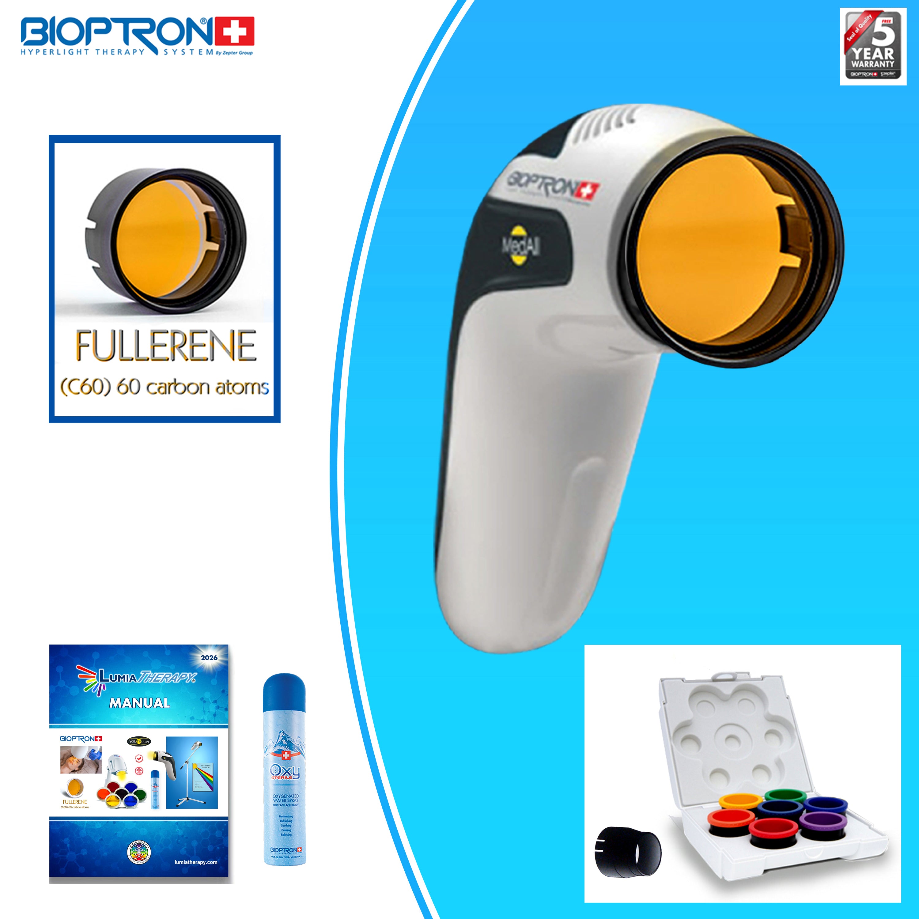 YouTHron® / MedAll®-Bioptron & 7 Color Therapy Set w/ Plastic Case