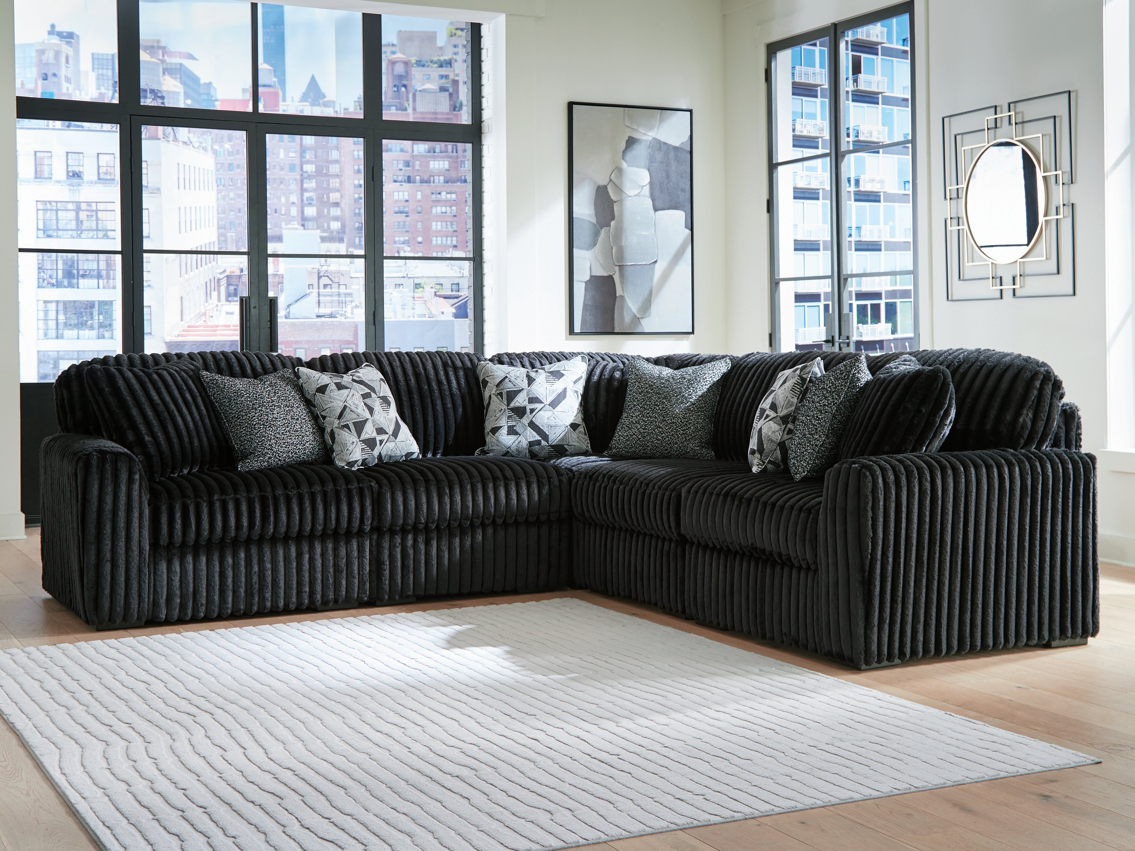 Midnight-Madness Onyx 5-Piece Sectional – Luna Furniture