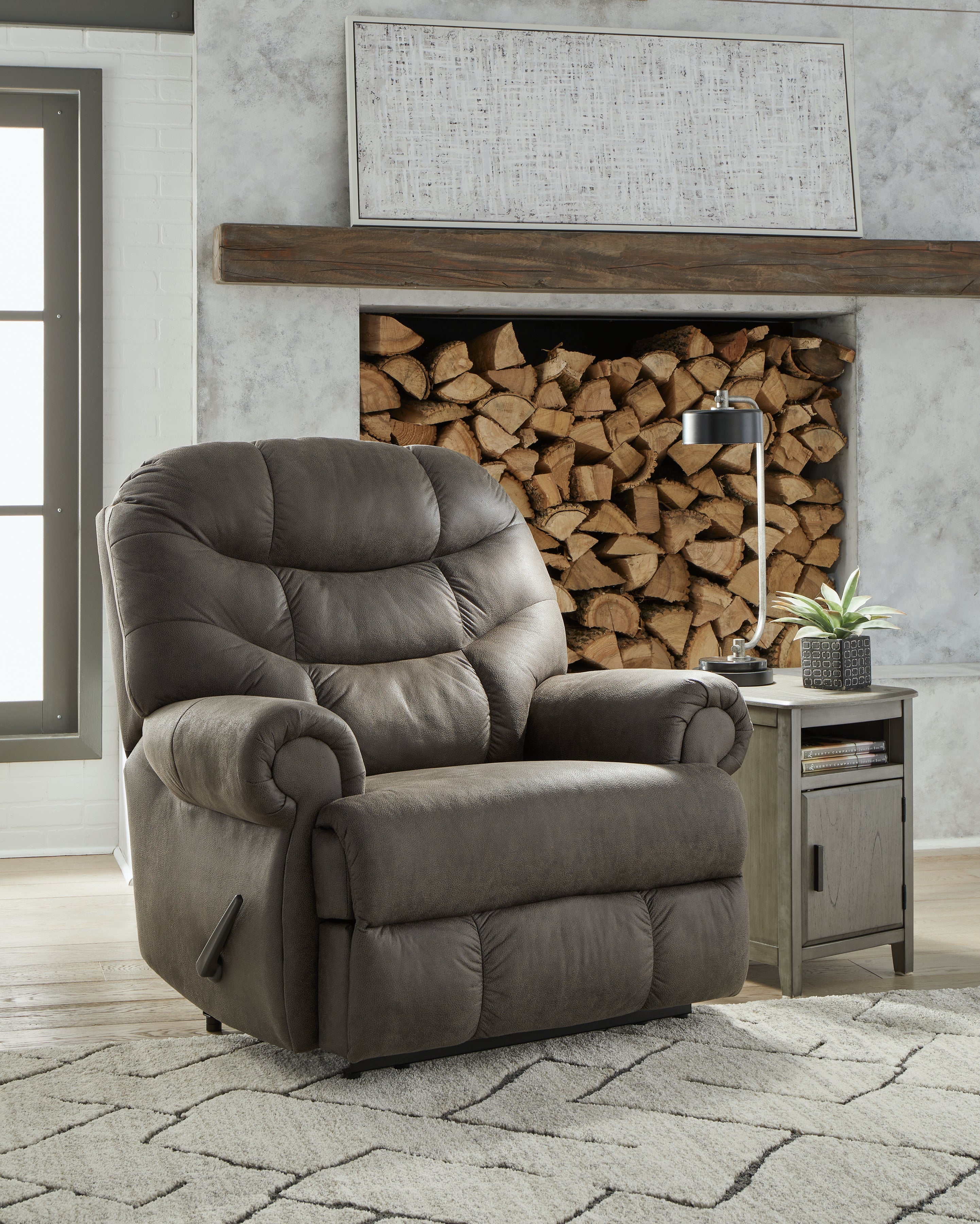 Camera Time Gunmetal Recliner - Luna Furniture