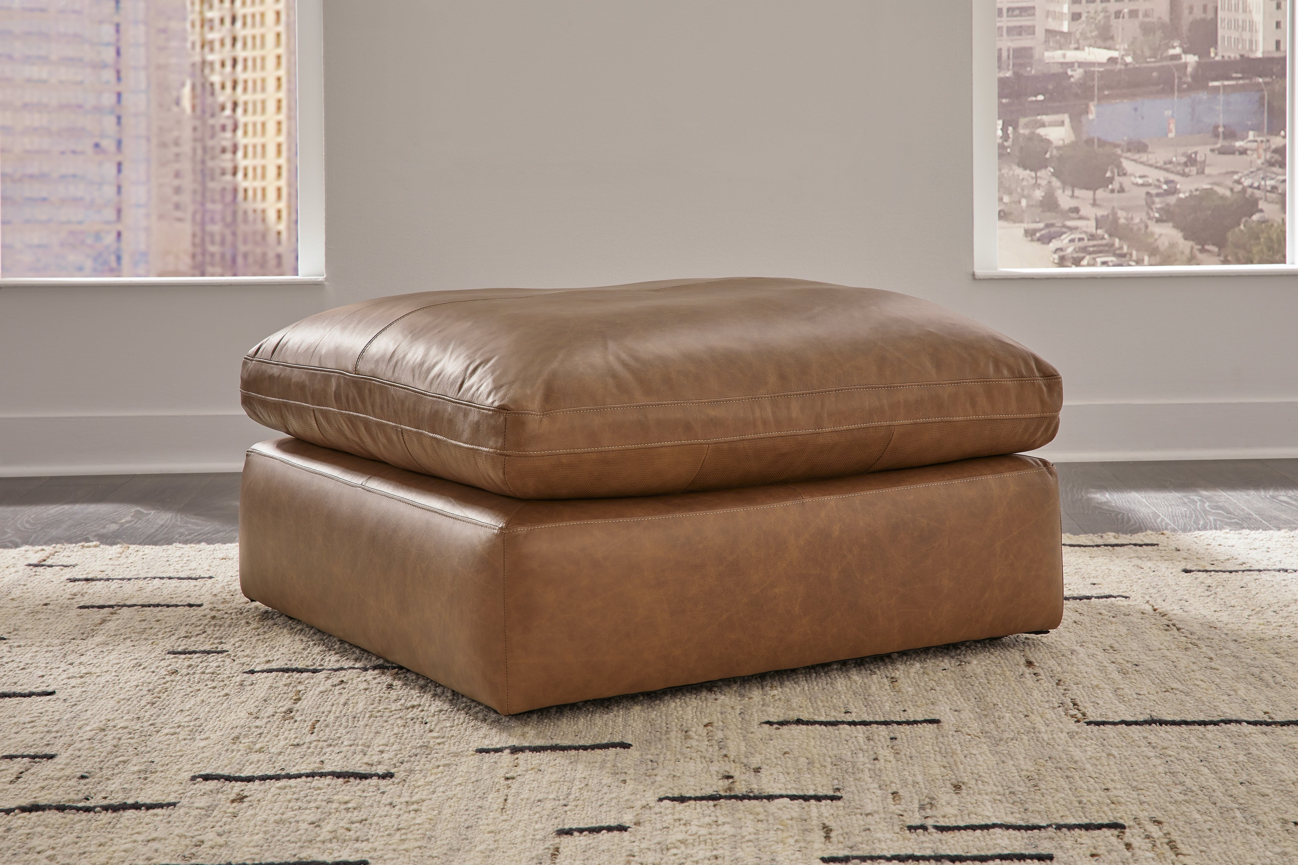 Emilia Caramel Oversized Accent Ottoman - Luna Furniture