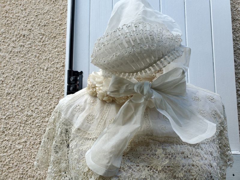 フランスアンティーク ボネ ムースリン